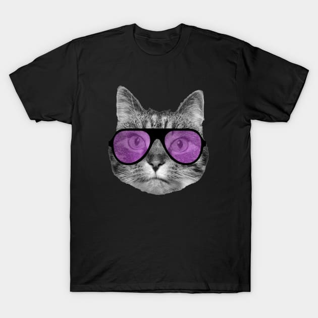 Cool cat wearing pink sunglasses T-Shirt by Purrfect